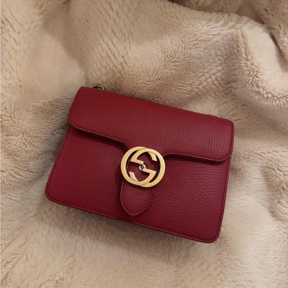 Gucci Handbags - Gucci Red Crossbody Bag with Gold GG Hardware